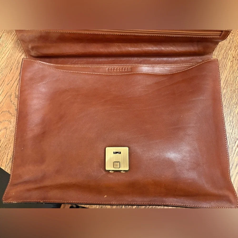 Vintage Nordstrom Portfolio Leather Lock Combination Function Briefcase
